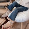 Autumn Winter Kids Girls Plush Jeans Denim Stylish Thickened Plus Velvet Toddler Girls Flared Pants Children Girls Trousers