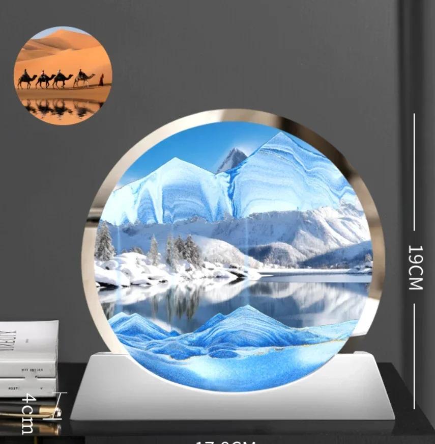 Sandscape Движущаяся песочная картина Пустынный снежный пейзаж Зыбучие пески Ремесло Круглые песочные часы Текущая песочная живопись Домашний декор Подарки