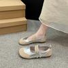 Large Size Women's Shoes Literary Silver Single Shoes Summer New Ugly Cute Velcro Mori Female Style Mary Jane Shoes Breathable