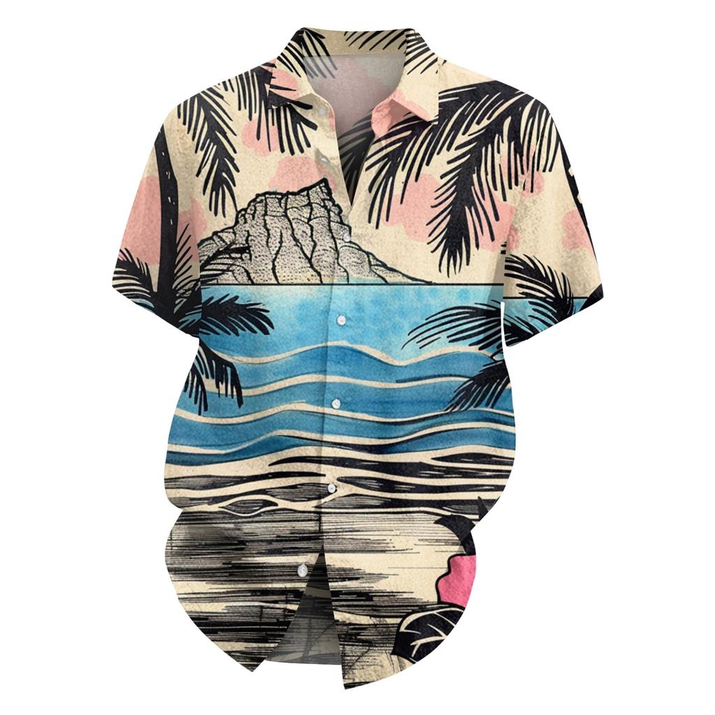 Men's Fashion Loose Hawaiian Printed Short Sleeve Beach Shirt