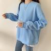 Oversize Sweatshirt Women's Spring and Autumn Thin New V-neck Loose Lazy Style Solid Color Long-sleeved Pullover Top