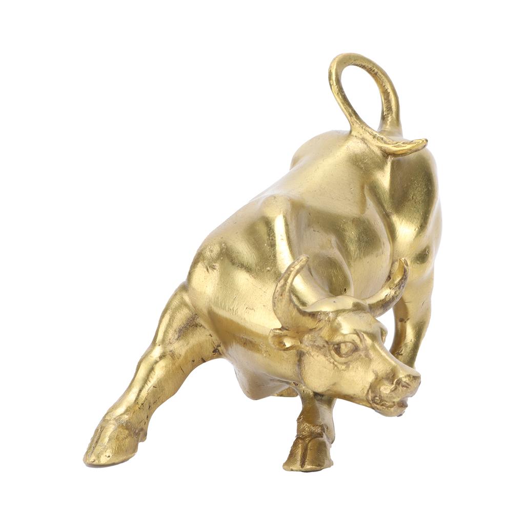 Wall Street Copper Bull Brass Animal Statue Artwork Desktop Decoration for Office Bedroom Bookshelf