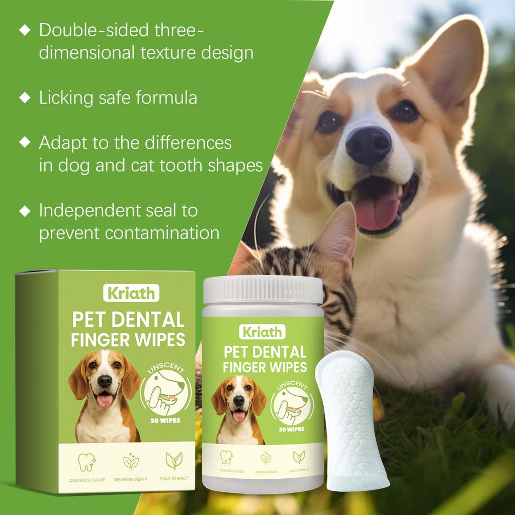 50 шт. Зубные салфетки для пальцев для домашних животных для кошек и собак, для чистки зубов, мягкие, не требующие смывания, для ухода за полостью рта, удалитель зубного налета, освежает дыхание, для ежедневного использования