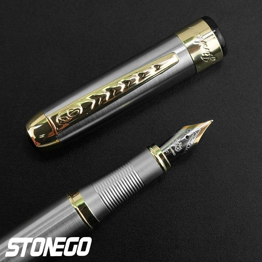 Роскошная Ретро Ручка-перо Stonego с Тонким Пером, Отделка Золотым Наконечником-стрелой, Плавное Письмо, Сменная Картриджная Ручка