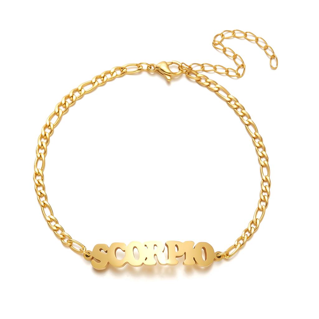 Stainless Steel 12 Constellation Bracelets for Women Men High Quality Letters Zodiac Cuban Chain Bracelet Jewelry Birthday Gift