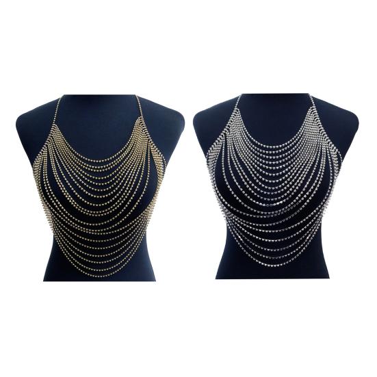 Универсальная цепочка на грудь со стразами, многослойный дизайн, легкая цепочка для тела, женский сексуальный аксессуар для тела