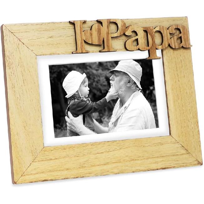 Isaac Jacobs Black Wood Sentiments “I Love Papa” / I Heart Papa Picture Frame, 4x6 inch, Photo Gift for Papa, Grandpa, Family, Display on