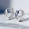 14kgf Bold Cutting One-Touch Ring Earrings (925 Silver) Cser0010 (Gift Wrapping)