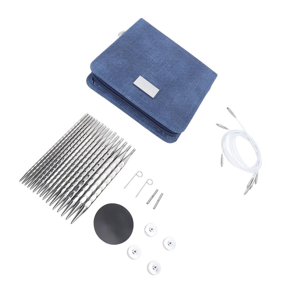 Набор из 8 пар круговых спиц, сменных для начинающих, с чехлом из нержавеющей стали для плетения