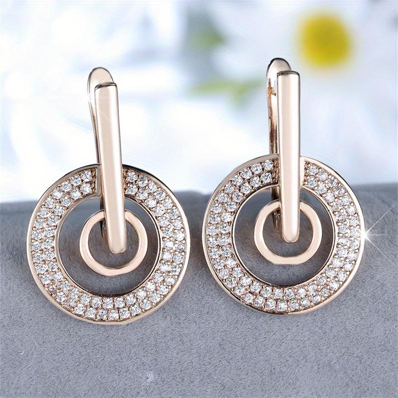 1 пара роскошных модных сережек-капель с белым камнем, золотые цветные круглые серьги-подвески, украшения на День святого Валентина