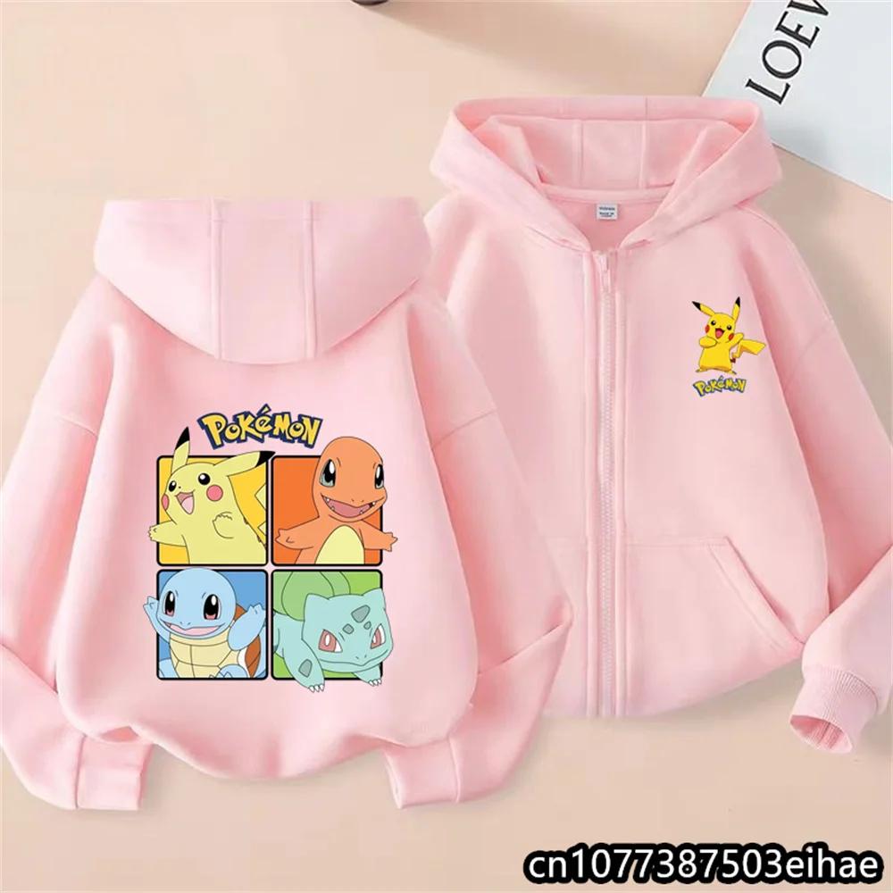 Casual Outerwear For Children Kids Zip Up Hooded Jacket With Anime Print Fashion Hip Hop Streetwear Zipper Sweatshirt