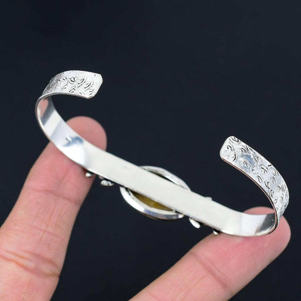 Daughters Day Deal Fossil Coral Stone 925 Silver Sister Elegant Bangle Jewelry