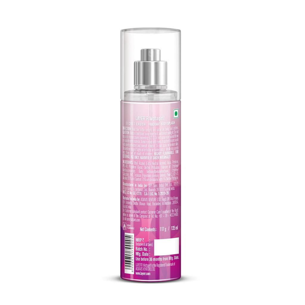 Layer'r Wottagirl Secret Crush Body Splash для женщин, 135 мл