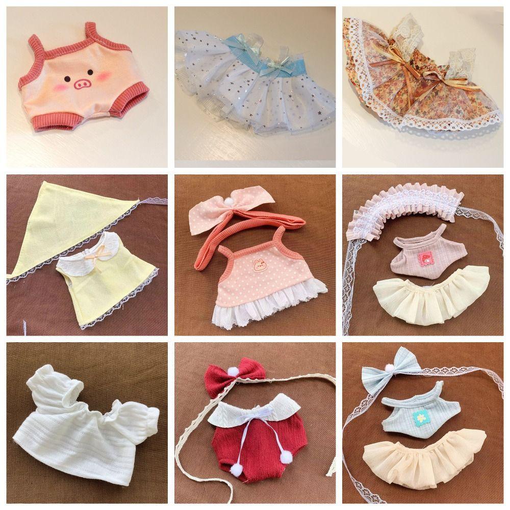 Head Cover 20Cm Cotton Doll Dress Shoulder Strap Skirt Hoodies Cotton Doll Clothes Sweet Mimi Plush Toy Clothes Doll Accessories
