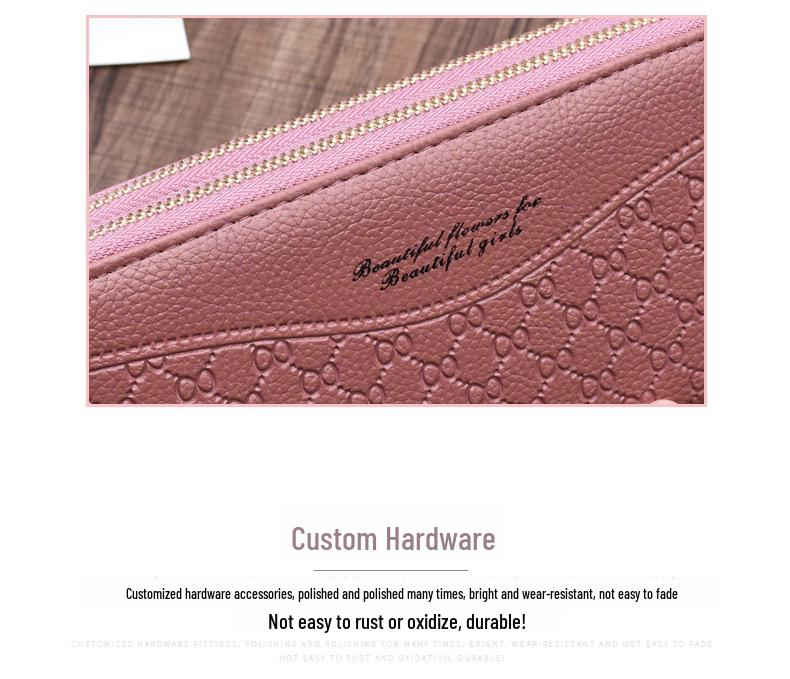 Женский длинный кошелек с двойной молнией - европейский и американский стиль, большой вместимости, двухслойный клатч