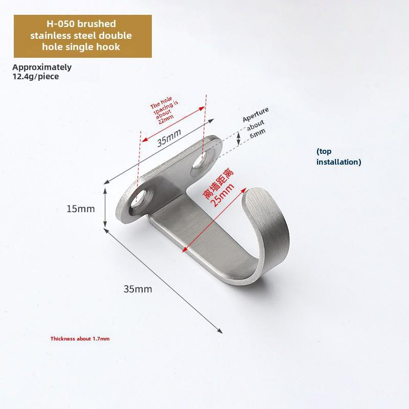 Black Stainless Steel Wall-Mounted Clothes Hook for Bathroom, Kitchen, or Door