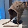 Осень и зима новая большая эластичная шапка с защитой ушей женская студенческая плетеная шерстяная вязаная ретро шапка-пуловер Северо-восточная холодная шапка