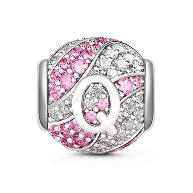 Круглые бусины из стерлингового серебра 925 пробы с буквами алфавита, подходят оригинальные модные браслеты «сделай сам» для женщин, подарочные ювелирные изделия