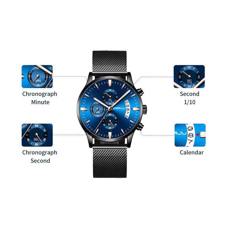 CRRJU New Six-pin Men's Casual Personality Watch Fashion Popular Men's Watch Student Watch