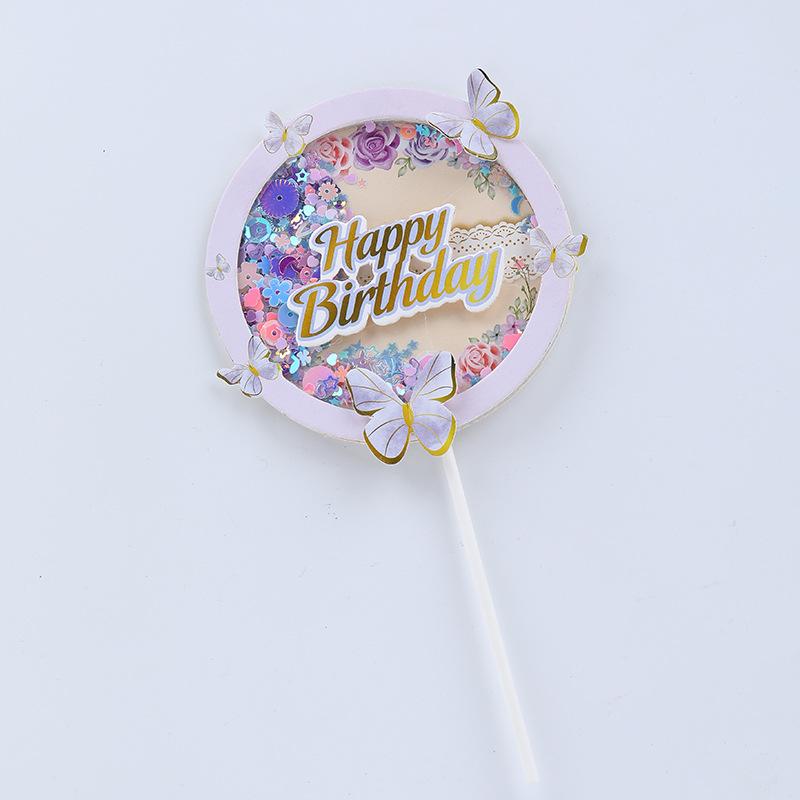 2 шт. с блестками на день рождения, круглая бабочка, топпер для торта, украшение, имитация бабочек, свадебные поделки, вечерние