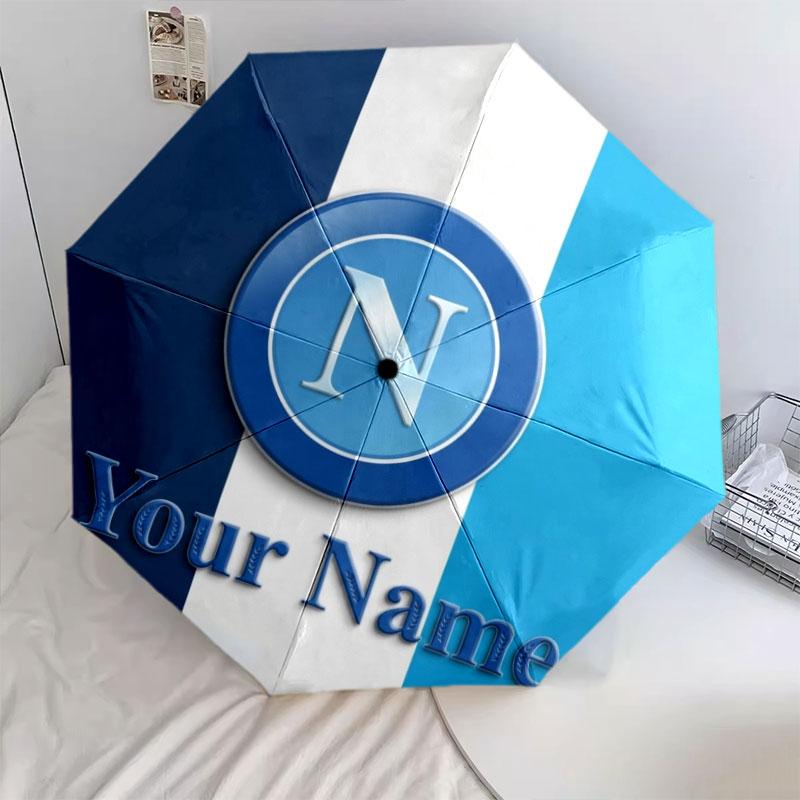 1 PC Automatic Folding Umbrella - SSC Napoli Custom Name Pattern, Portable & Foldable Design with 8 Ribs, Christmas Birthday Gifts