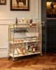 VEVOR Bar Cart, 3 Tiers Home Kitchen Serving Carts, Modern Rolling Utility Station on Wheels, Mobile Drink Beverage Trolley with Wooden Shelf