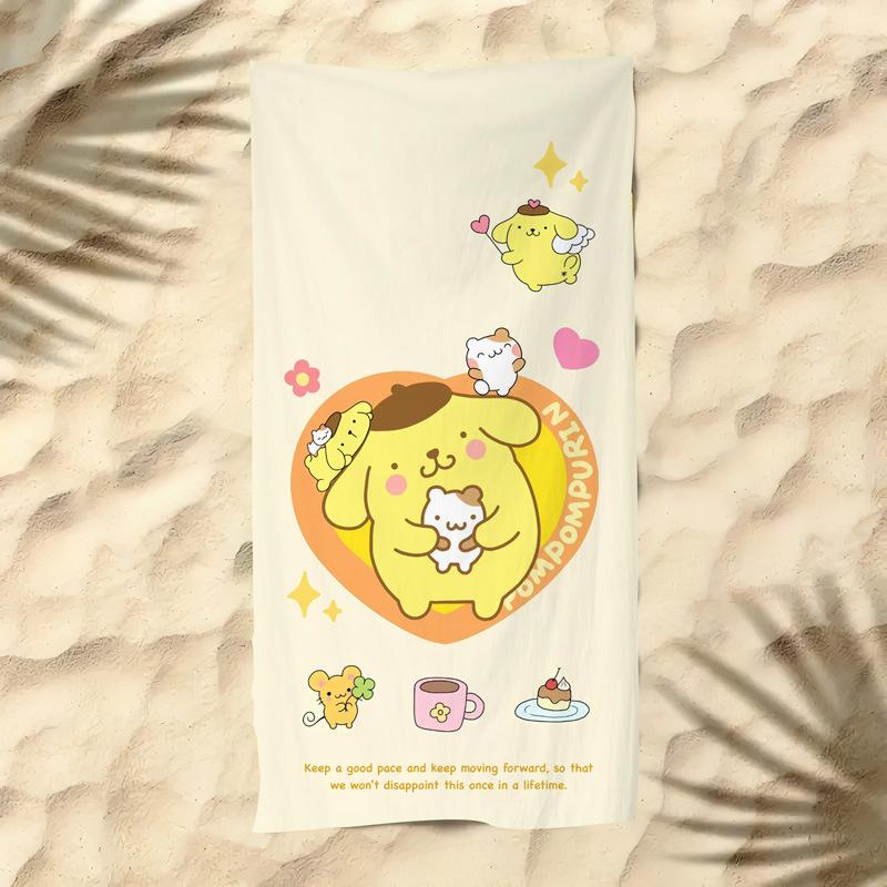 Cute Cartoon Kitten Printed Microfiber Beach Towel Quick Dry Soft Bath Towel For Kids Seaside Swimming