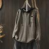 Sweater for Women Autumn Winter Thickened Pullover Warm Knitted Striped Hooded Stretchy Long Sleeve Oversize Jumper Tops