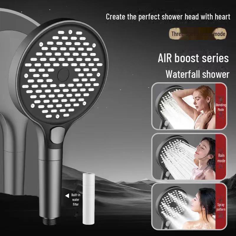 Душевая лейка высокого давления с большой панелью 15 см и фильтром