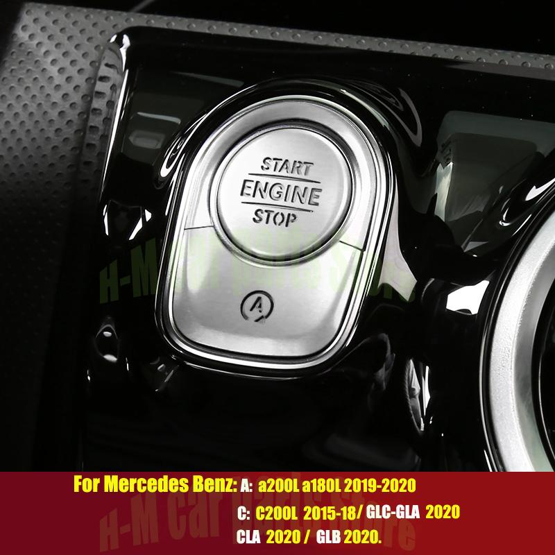 Стайлинг автомобиля для Mercedes Benz A Class W177 GLE W167 GLB, интерьер, автоматический запуск, остановка двигателя, кнопки переключателя, наклейки на крышку