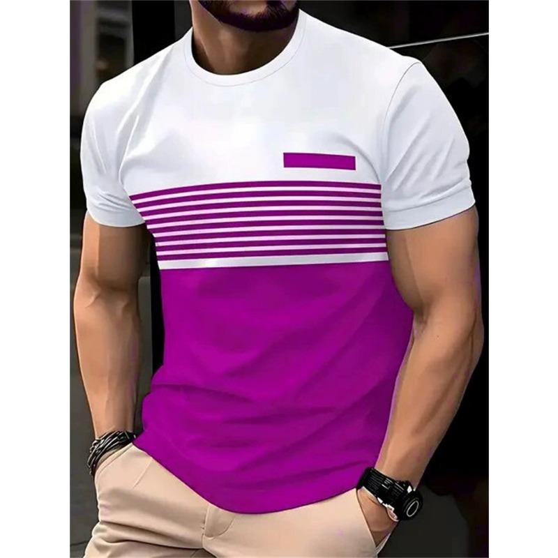 Fashion Striped Pattern Men's Short Sleeve T-Shirts Summer 3d Printed Street Trend Simple T Shirt 6XL Plus Size Casual Tops