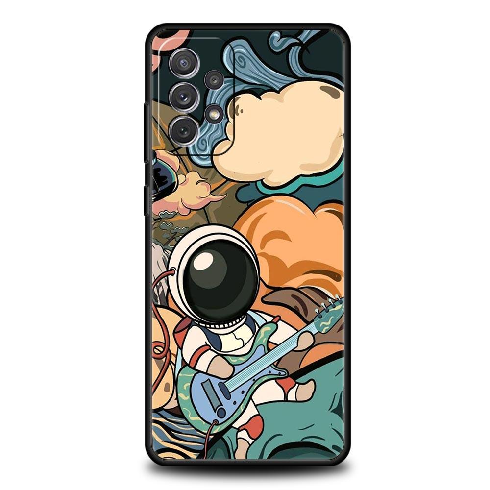 Cartoon Cute Cosmonaut Phone Case for Samsung Galaxy A55 A35 A17 A07 A15 A13 A25 A51 A71 A72 A73 A32 A52 A52S A41 Soft TPU Shell