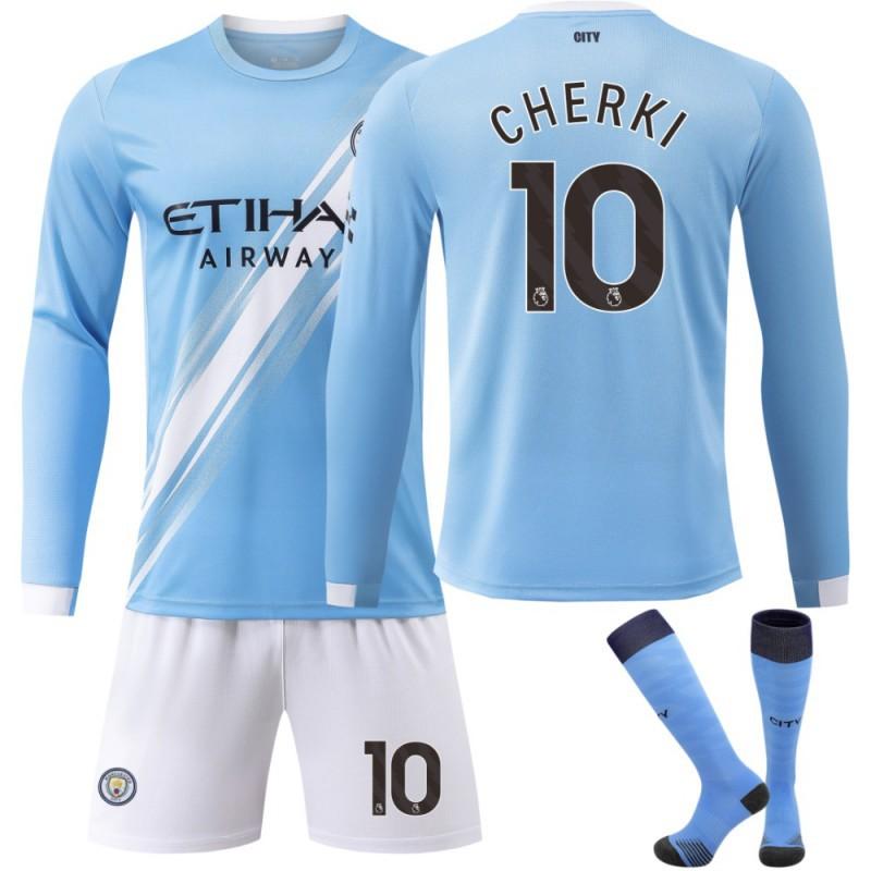 2324 Manchester City's Home Long-sleeved No. 9 Harland 17 De Braunet 10 Gralish Football Uniform Correct Jersey