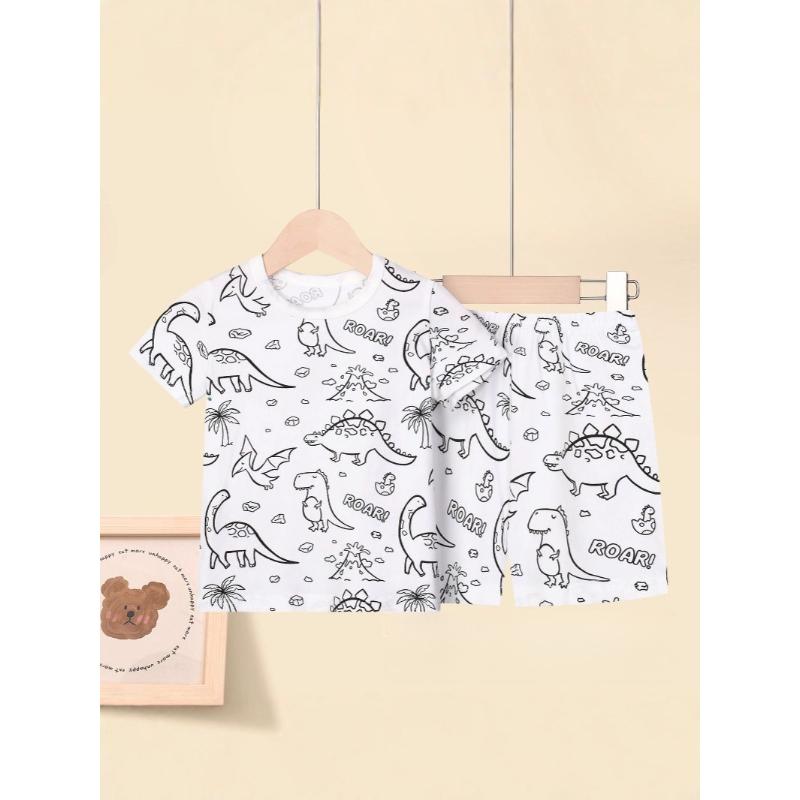 Kids Cartoon Pajama Set Comfortable Breathable Home Wear For DIY Hand Painted Graffiti Art Creative Drawing