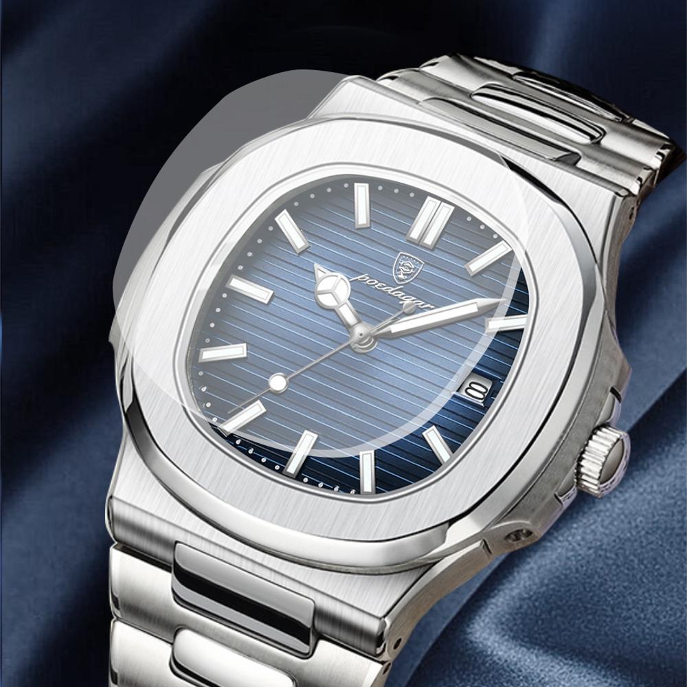 POEDAGAR новые роскошные мужские часы с коробкой, водонепроницаемые ультратонкие мужские кварцевые часы с календарем