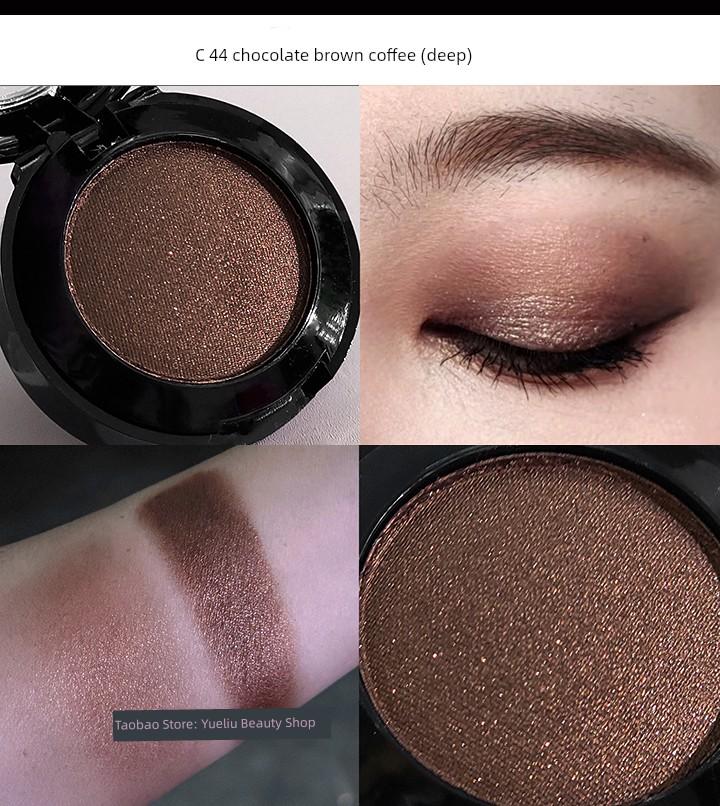 Daily Earth-Toned Single-Color Pearlescent Eyeshadow Compact Portable Commuter-Friendly Deep Golden Brown Chocolate Dark Coffee Highlighter White