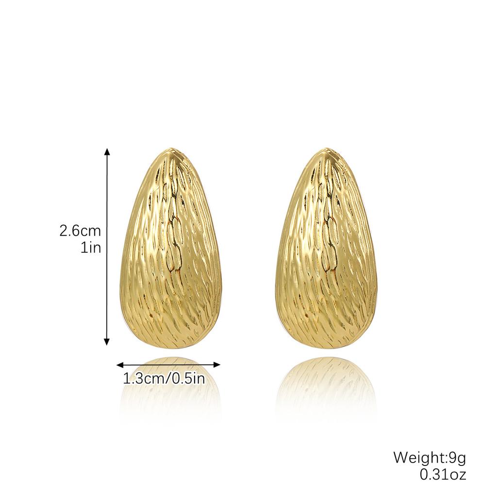 Exaggerated Temperament Earrings Gold Senior Sense Ins Cold Wind Simple Metal Droplets Pleated Pearl Flower Earrings