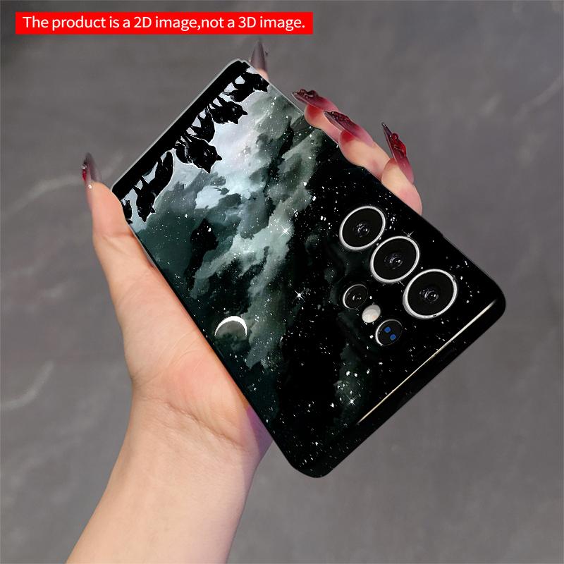 2DFlat Samsung phone case Starry Night Wolves Silhouette Applicable to Galaxy S23 S24 S25ULTRA S26 A12 A14 A15 A16 A54 A55