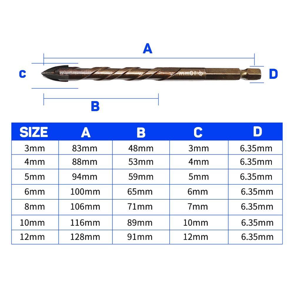 Concrete Spiral Screw Drill Bit Set Metric Composite Tap Cross Hex Tile Cutting Drilling Polishing
