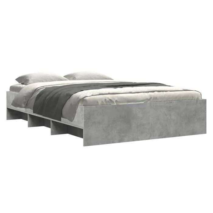 VidaXL Bed Frames Concrete Grey 120x190 Cm Engineered Wood, Bedroom Furniture, Double Bed, Slatted Base, Bed, Frame of 3295698