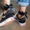 Fashion  New Women Sexy Black Mesh Short Ankle Socks Christmas Girls Fishnet Socks With Cute Bow Ladies Socks 6 Colors