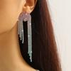 Sparkling Full Diamond Long Tassel Earrings Fashion Temperament Rhinestone Earrings Bridal Earrings Women's Earrings 1 Pair