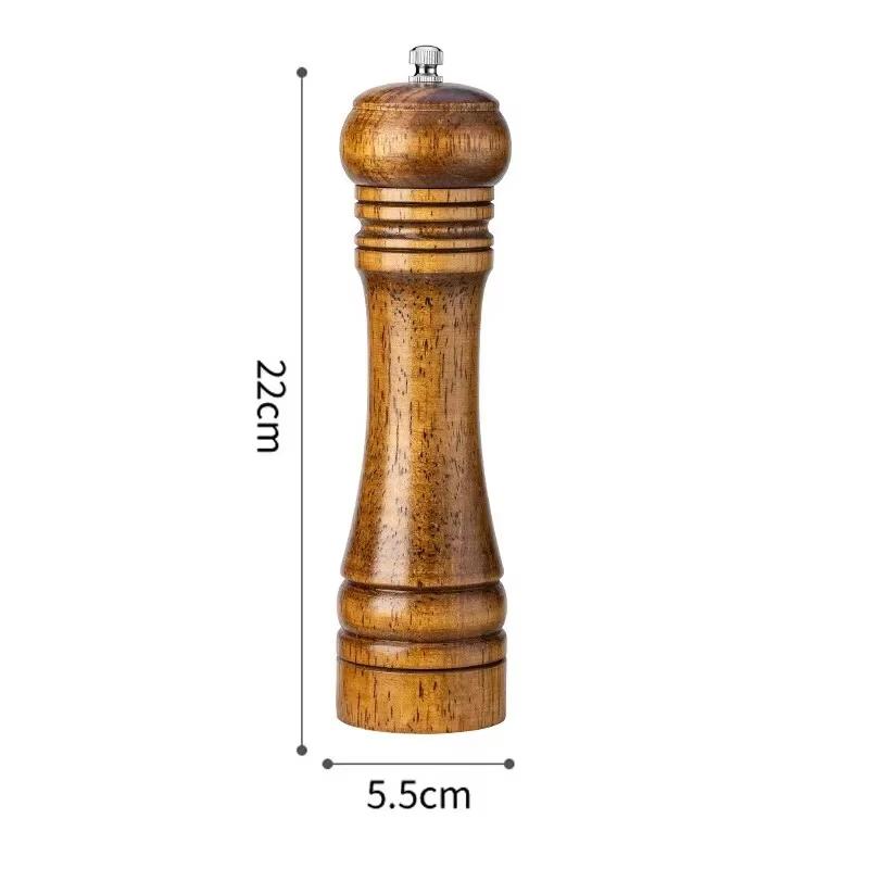 5/8/10 Inch Wooden Pepper Grinder Salt and Pepper Mill Spice Grain Grinder With Adjustable Ceramic Grinding Core Manual Grinder