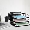 4-Tier Office Storage Rack with Pen Holder Metal Mesh Desktop Organizer File Stand File Manager Desk Accessories