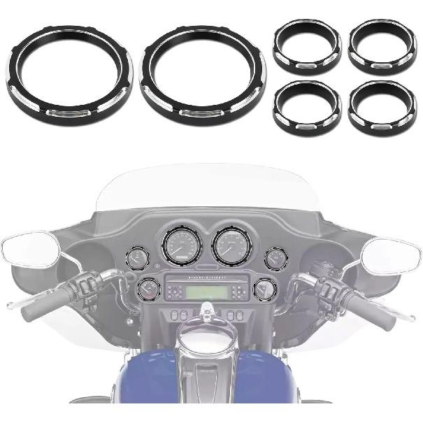 Gauge Trim Ring Decorative Cover Board Guard Bezel Kit Set for Touring Ultra Classic Electra Street Road Glide Trike 1996-2013
