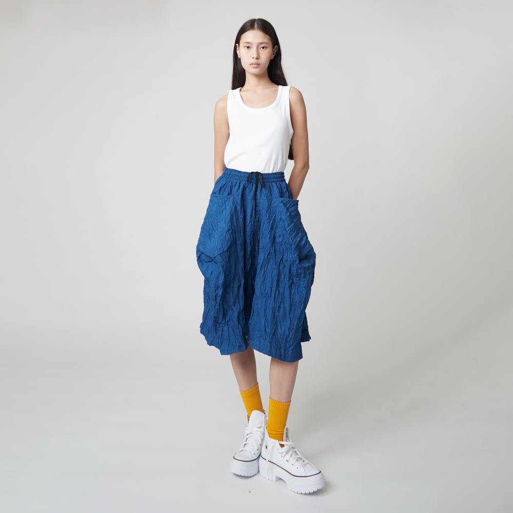 ATHPLATFORM Aw51Pt02 Crinkle Bermuda Pants_Turquoise Blue
