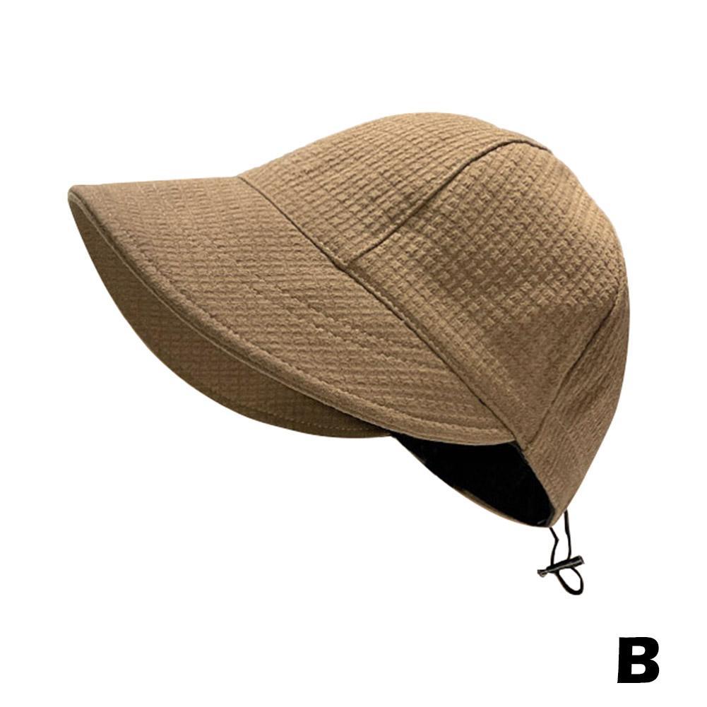 2024 Шляпа женская осенняя вафельная панама женская однотонная кепка с завязками на шее с широкими полями солнцезащитный козырек рыболовные шляпы солнцезащитный козырек