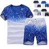 Crew Mens Neck Gradient Tshirtshorts Tracksuits Set Gym Jogging Running Pants