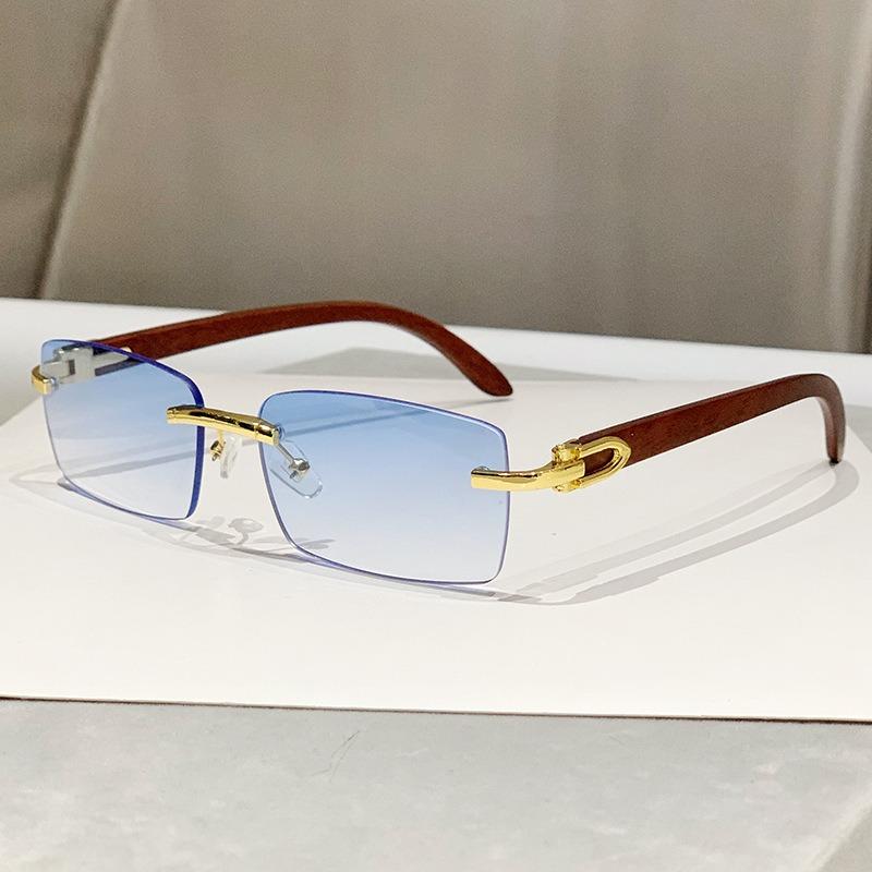 Brand Designer Small Rectangle Rimless Sunglasses for Men Women Trendy Driving Sun Glasses Ladies Travel Eyewear UV400