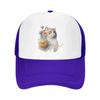 Floral Cat Mesh Trucker Hats for Unisex Women Adjustable Casual Fashion Baseball Caps for Outdoor Activities